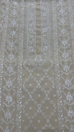 DYEABLE PURE & PREMIUM MONGA SILK CHIKANKARI MEN'S KURTA FABRIC - Image 2