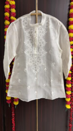 DYEABLE PURE & PREMIUM ORGANZA CHIKANKARI & MUKAISH SHIRT