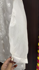 DYEABLE PURE & PREMIUM ORGANZA CHIKANKARI SHIRT - Image 3
