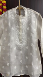 DYEABLE PURE & PREMIUM ORGANZA CHIKANKARI SHIRT - Image 2