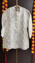 DYEABLE PURE & PREMIUM ORGANZA CHIKANKARI SHIRT