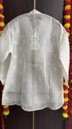 DYEABLE PURE & PREMIUM ORGANZA CHIKANKARI SHIRT - Image 5