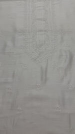 DYEABLE CHANDERI SILK CHIKANKARI MEN'S KURTA FABRIC - Image 2