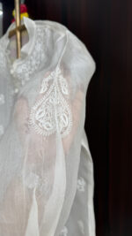 DYEABLE PURE & PREMIUM ORGANZA CHIKANKARI SHIRT - Image 4