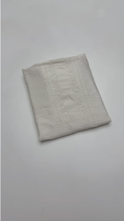DYEABLE CHANDERI SILK CHIKANKARI MEN'S KURTA FABRIC