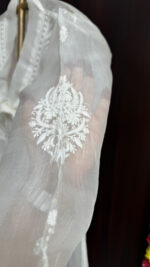 DYEABLE PURE & PREMIUM ORGANZA CHIKANKARI TOP - Image 4