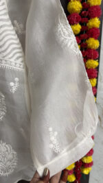 DYEABLE PURE & PREMIUM ORGANZA CHIKANKARI TOP - Image 3