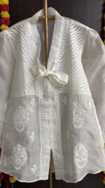 DYEABLE PURE & PREMIUM ORGANZA CHIKANKARI TOP - Image 2