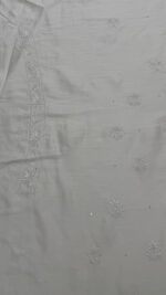 DYEABLE CHANDERI SILK CHIKANKARI MEN'S KURTA FABRIC - Image 7