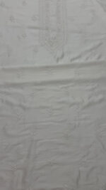 DYEABLE CHANDERI SILK CHIKANKARI MEN'S KURTA FABRIC - Image 4