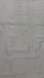 DYEABLE CHANDERI SILK CHIKANKARI MEN'S KURTA FABRIC - Image 2