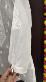 DYEABLE PURE & PREMIUM ORGANZA CHIKANKARI SHIRT - Image 3