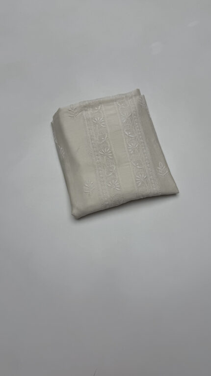 DYEABLE CHANDERI SILK CHIKANKARI MEN'S KURTA FABRIC
