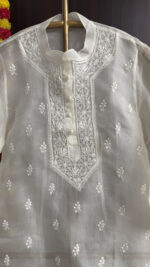 DYEABLE PURE & PREMIUM ORGANZA CHIKANKARI SHIRT - Image 2