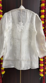 DYEABLE PURE & PREMIUM ORGANZA CHIKANKARI TOP - Image 5