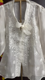 DYEABLE PURE & PREMIUM ORGANZA CHIKANKARI TOP - Image 2