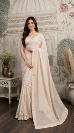 Dyeable Pure & Premium Tissue Chikankari & Mukaish Saree & Blouse