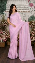 Orchid Pink Pure & Premium Tussar Silk Chikankari Saree & Blouse