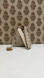 Beige Chikankari & Zardozi Batua Bag for Women