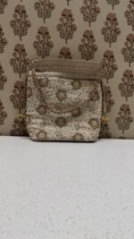 Authentic Beige Chikankari & Zardozi Batua Bag for Women | Handmade Ethnic Batua - Image 2