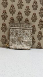 Authentic Beige Chikankari & Zardozi Batua Bag for Women - Image 2