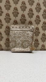 Authentic Beige Chikankari & Zardozi Batua Bag for Women | Handmade Ethnic Bag - Image 2