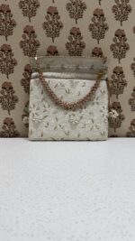 Authentic Ivory Chikankari Potli Bag for Women | Handmade Potli Bag - Image 2