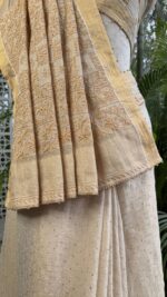 Dyeable Pure & Premium Tissue Chikankari & Mukaish Saree & Blouse - Image 5