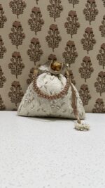Ivory Chikankari Potli Bag for Women