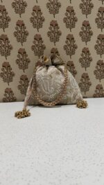 Beige Chikankari Potli for Women