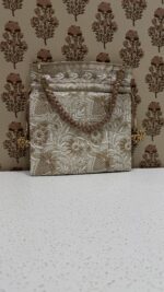 Beige Chikankari Potli for Women | Hand Embroidered Ethnic Potli Bag - Image 2