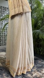 Dyeable Pure & Premium Tissue Chikankari & Mukaish Saree & Blouse - Image 2