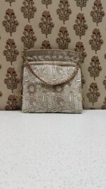 Beige Chikankari Potli for Women | Handmade Lucknow Potli Bag - Image 2