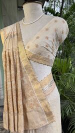 Dyeable Pure & Premium Tissue Chikankari & Mukaish Saree & Blouse - Image 4