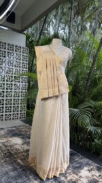 Dyeable Pure & Premium Tissue Chikankari & Mukaish Saree & Blouse - Image 7