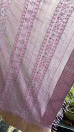 Mauve Pure & Premium Tussar Silk Chikankari Saree & Blouse - Image 5