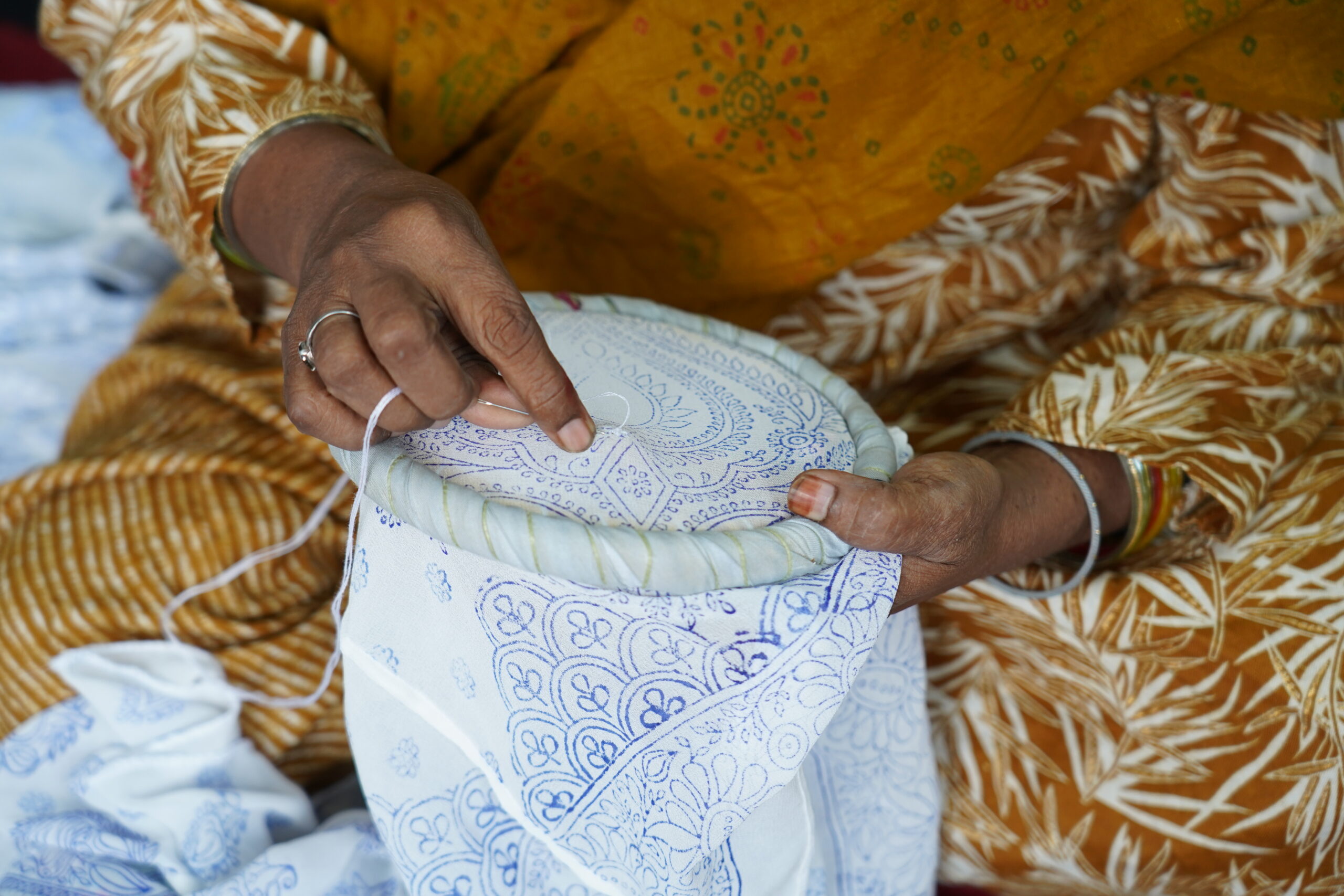 Hand Embroidered Chikankari by skilled artisans in Lucknow