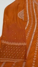 Orange Chanderi Mul Chikankari Anarkali & Dupatta Set - Image 4