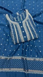 Royal Blue Chanderi Mul Chikankari Anarkali & Dupatta Set