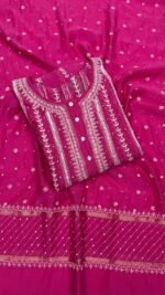 Hot Pink Chanderi Mul Chikankari Anarkali & Dupatta Set