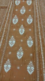 Orange Chanderi Mul Chikankari Anarkali & Dupatta Set - Image 6