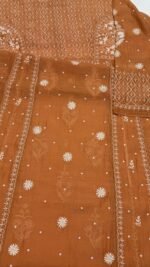 Orange Chanderi Mul Chikankari Anarkali & Dupatta Set - Image 8