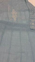 Powder Blue Chanderi Mul Chikankari Anarkali & Dupatta Set - Image 6