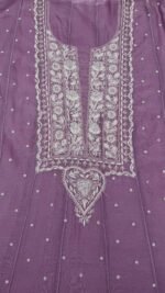 Lavender Chanderi Mul Chikankari Anarkali & Dupatta Set - Image 3