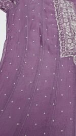 Lavender Chanderi Mul Chikankari Anarkali & Dupatta Set - Image 4