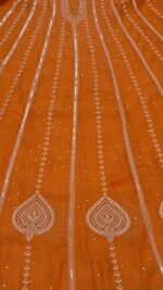 Orange Chanderi Mul Chikankari Anarkali & Dupatta Set - Image 5