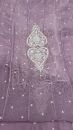 Lavender Chanderi Mul Chikankari Anarkali & Dupatta Set - Image 8