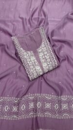 Lavender Chanderi Mul Chikankari Anarkali & Dupatta Set