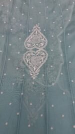 Soft Aqua Chanderi Mul Chikankari Anarkali & Dupatta Set - Image 8