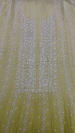 Apple Green Chanderi Mul Chikankari Anarkali & Dupatta Set - Image 3